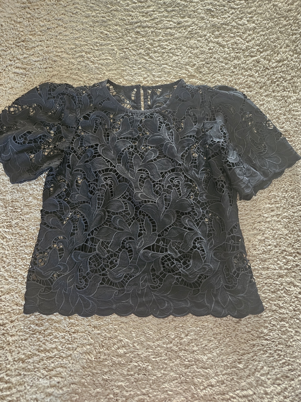 Black Lace Short Sleeve Top